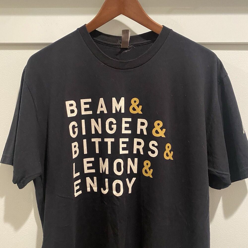 Jim Beam T-Shirt‎ Men Large Black Graphic Tee Bourbon Whiskey Highball Holiday